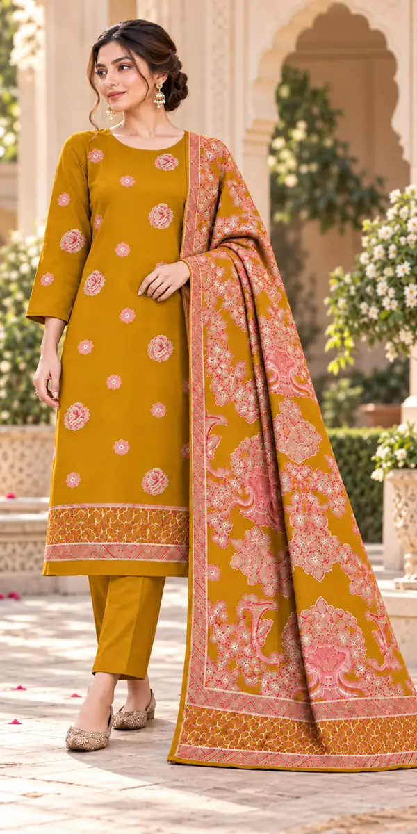 Floral Tapestry – 3 Piece Unstitched Karandi Suit