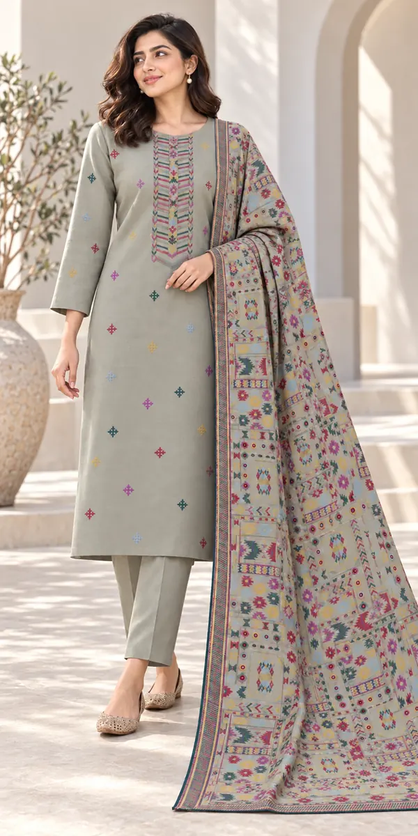 Heritage Mosaic – 3 Piece Unstitched Karandi Suit
