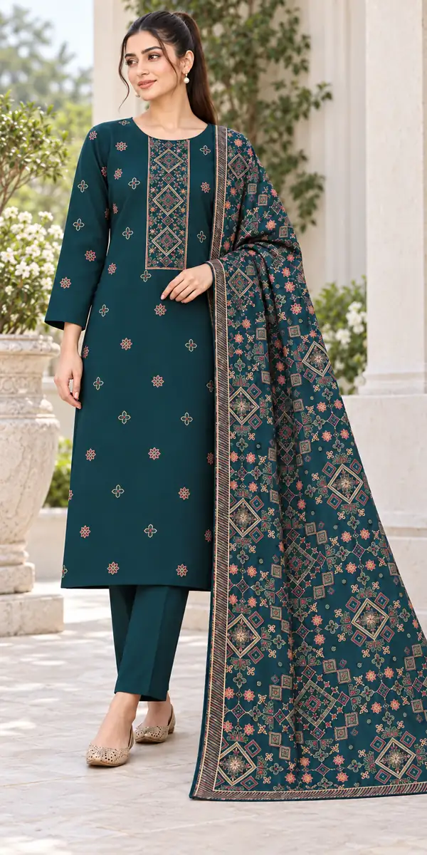 Geometric Symphony – 3 Piece Unstitched Karandi Suit